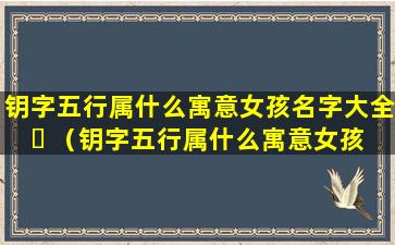 钥字五行属什么寓意女孩名字大全 ☘ （钥字五行属什么寓意女孩名字大全三个字）